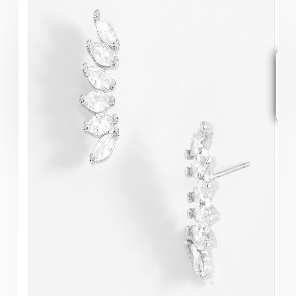 Platinum Post Earrings with Crystal Colored Stones